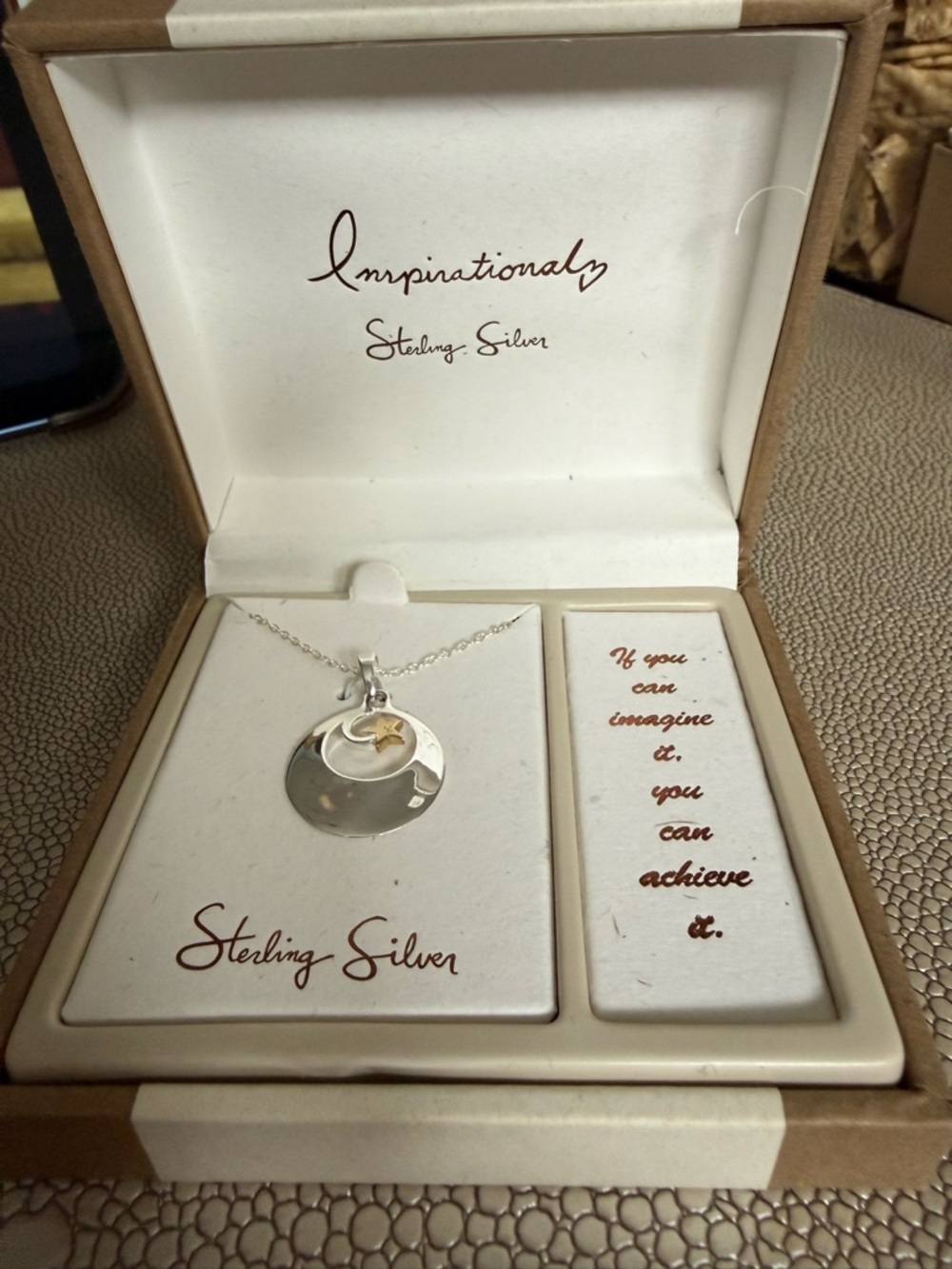 Sterling Silver Necklace with Gold Star Accent - Silver